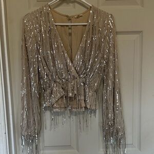 Sequin Beige Women's Top